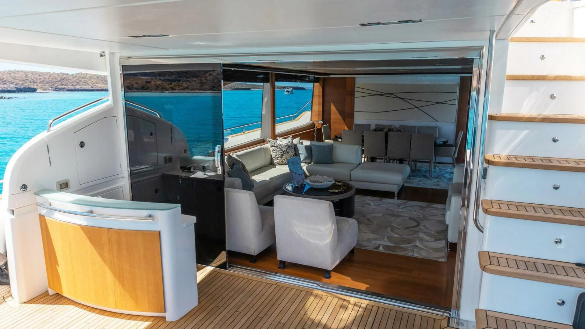 a room with a couch and a table aboard MOIRA CINCO Yacht for Sale