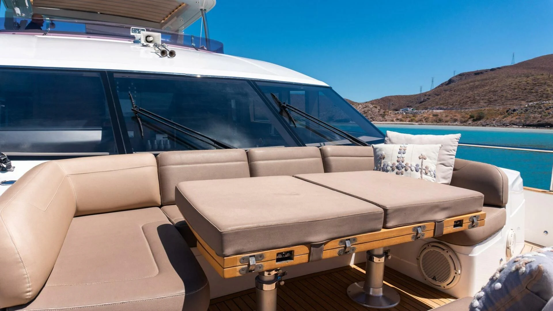 a car with a wooden bed aboard MOIRA CINCO Yacht for Sale