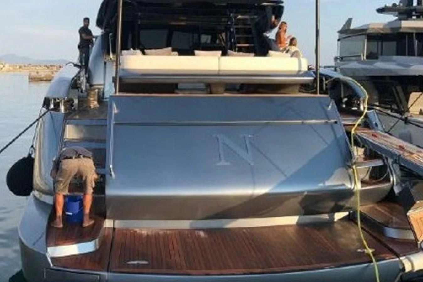 a dog on a boat aboard MOIRA CINCO Yacht for Sale