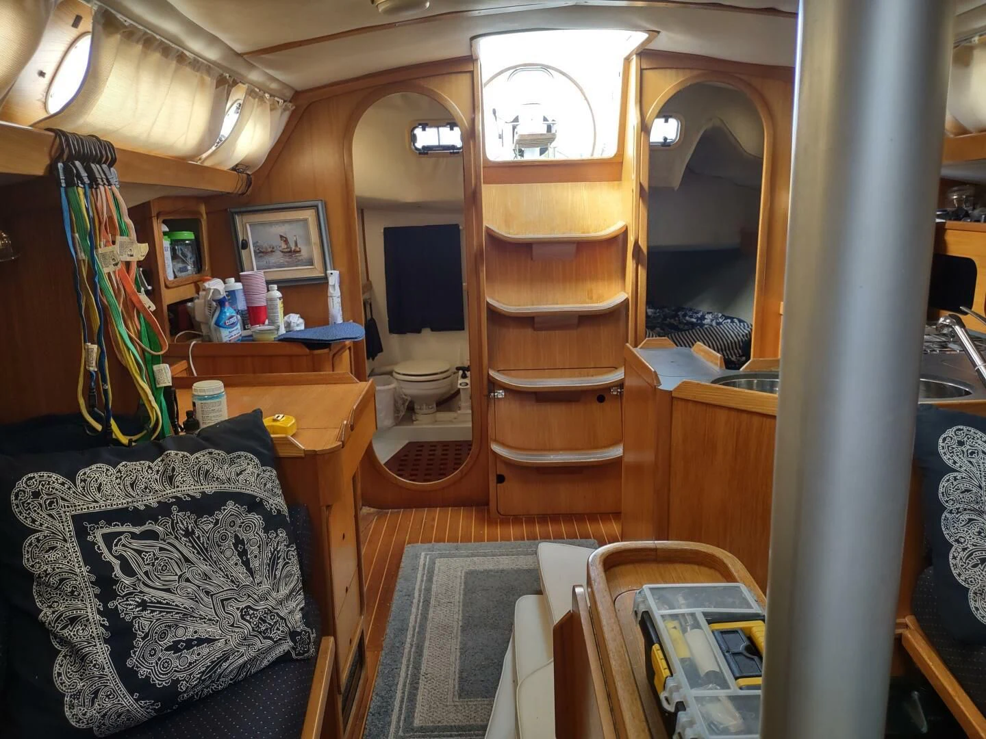 a room with a bunk bed and a desk aboard ILLUSION XI Yacht for Sale
