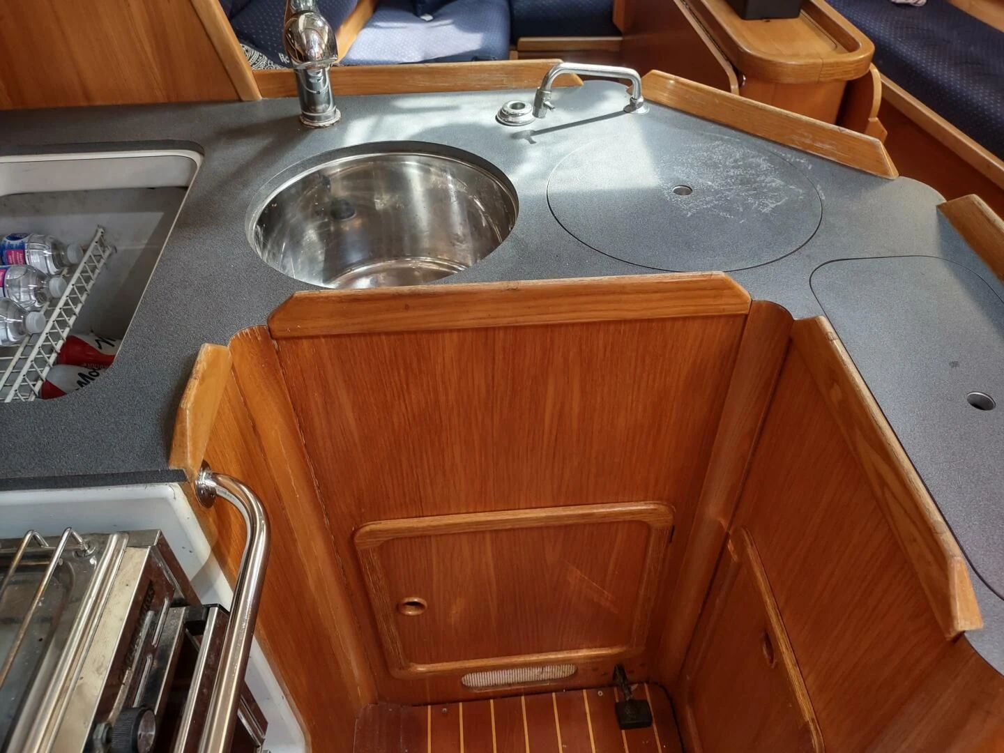 a kitchen sink with a faucet aboard ILLUSION XI Yacht for Sale