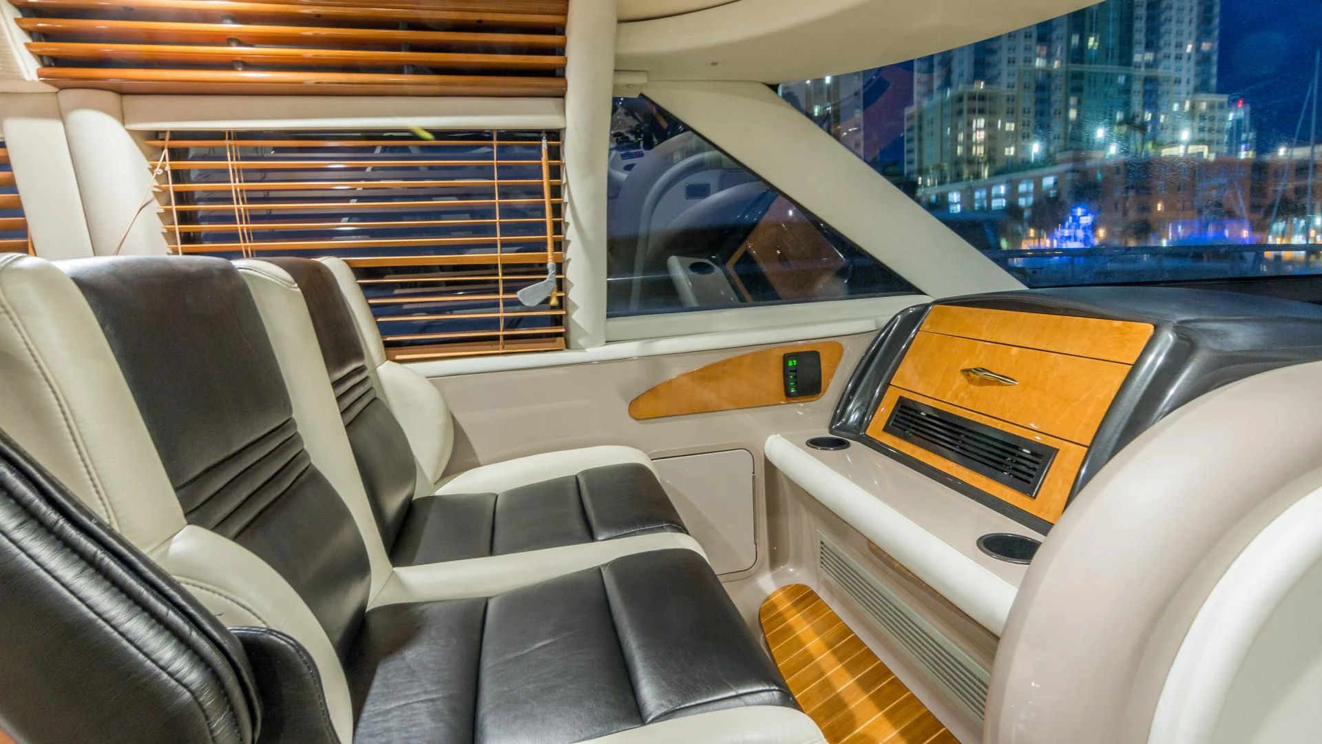 inside of a car aboard XANADU Yacht for Sale