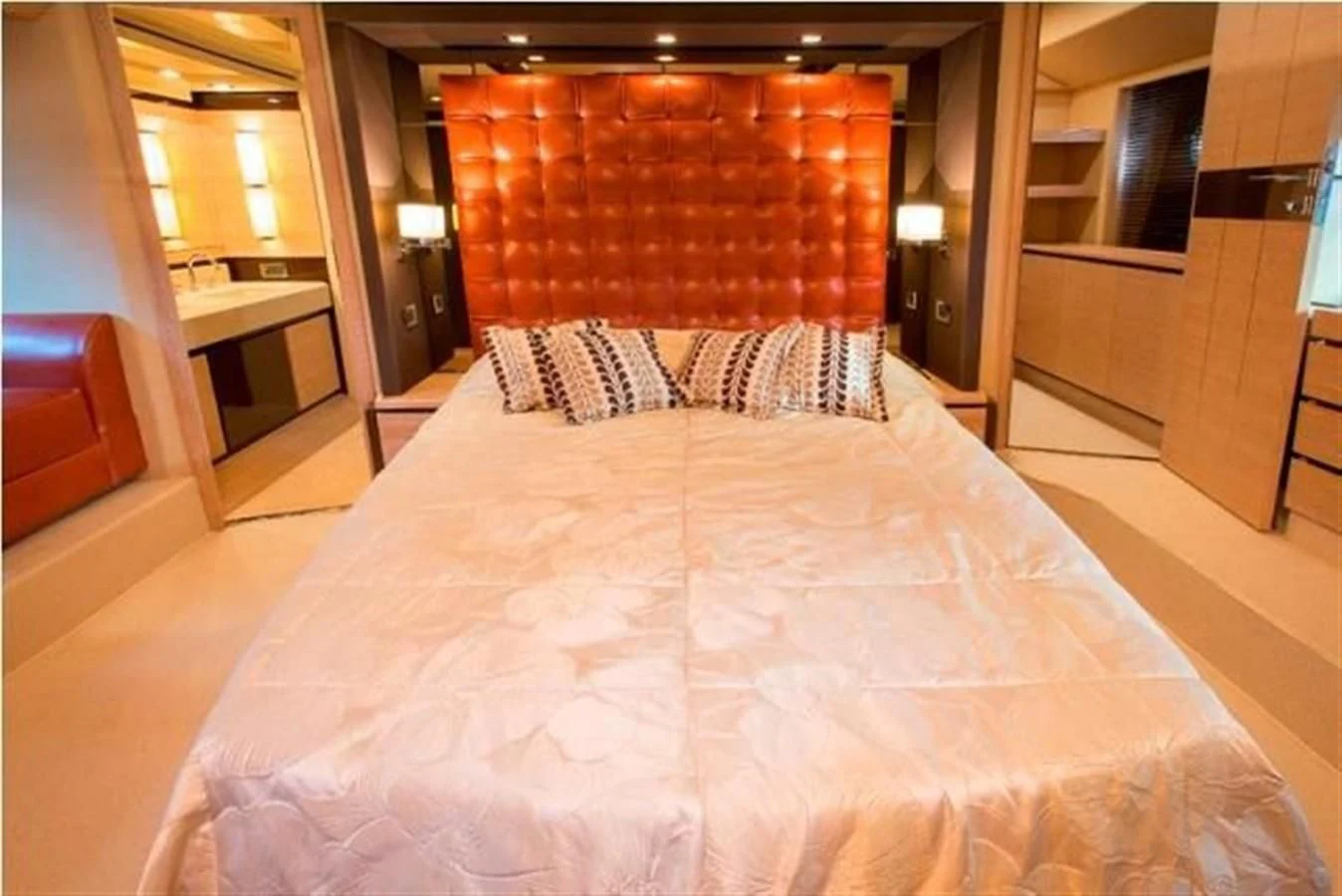 a bed in a room aboard RAMAYA Yacht for Sale