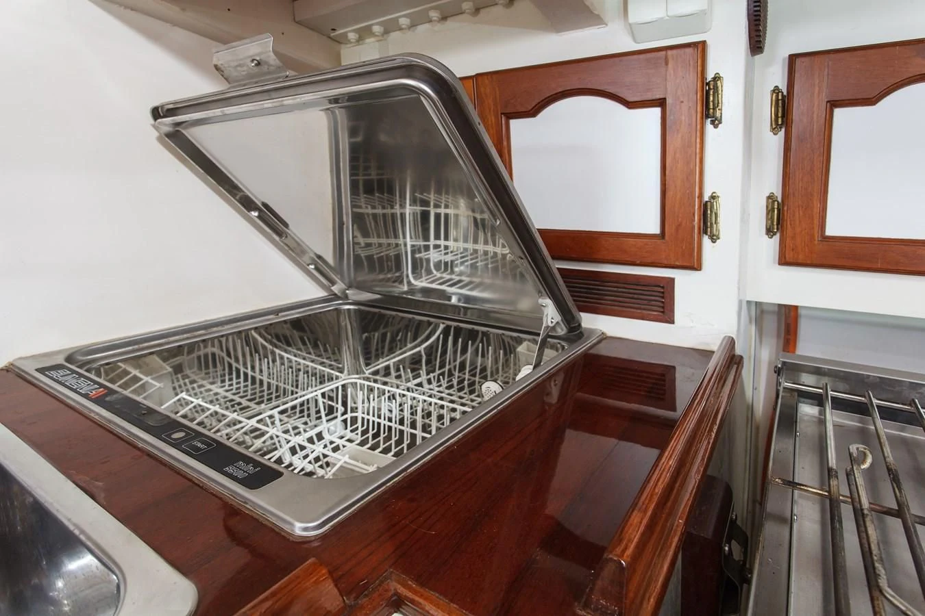 a silver toaster oven aboard COPIHUE Yacht for Sale