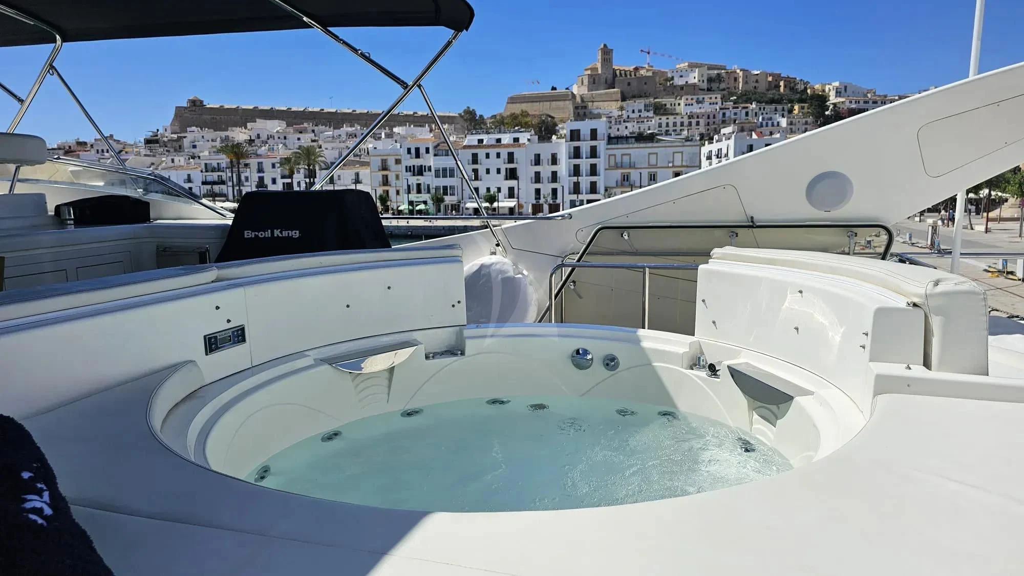 a group of boats on a dock aboard YOLO TOO Yacht for Charter