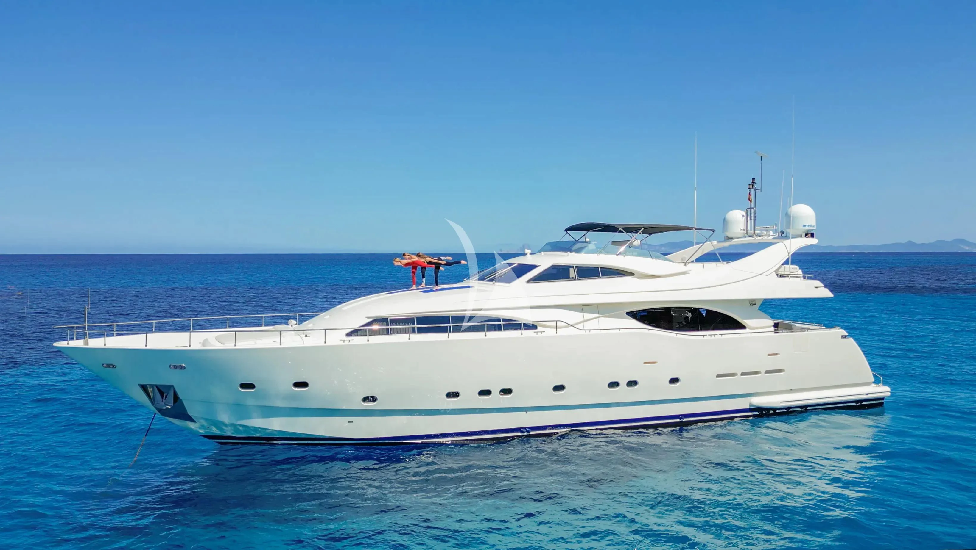 a white yacht in the water aboard YOLO TOO Yacht for Charter