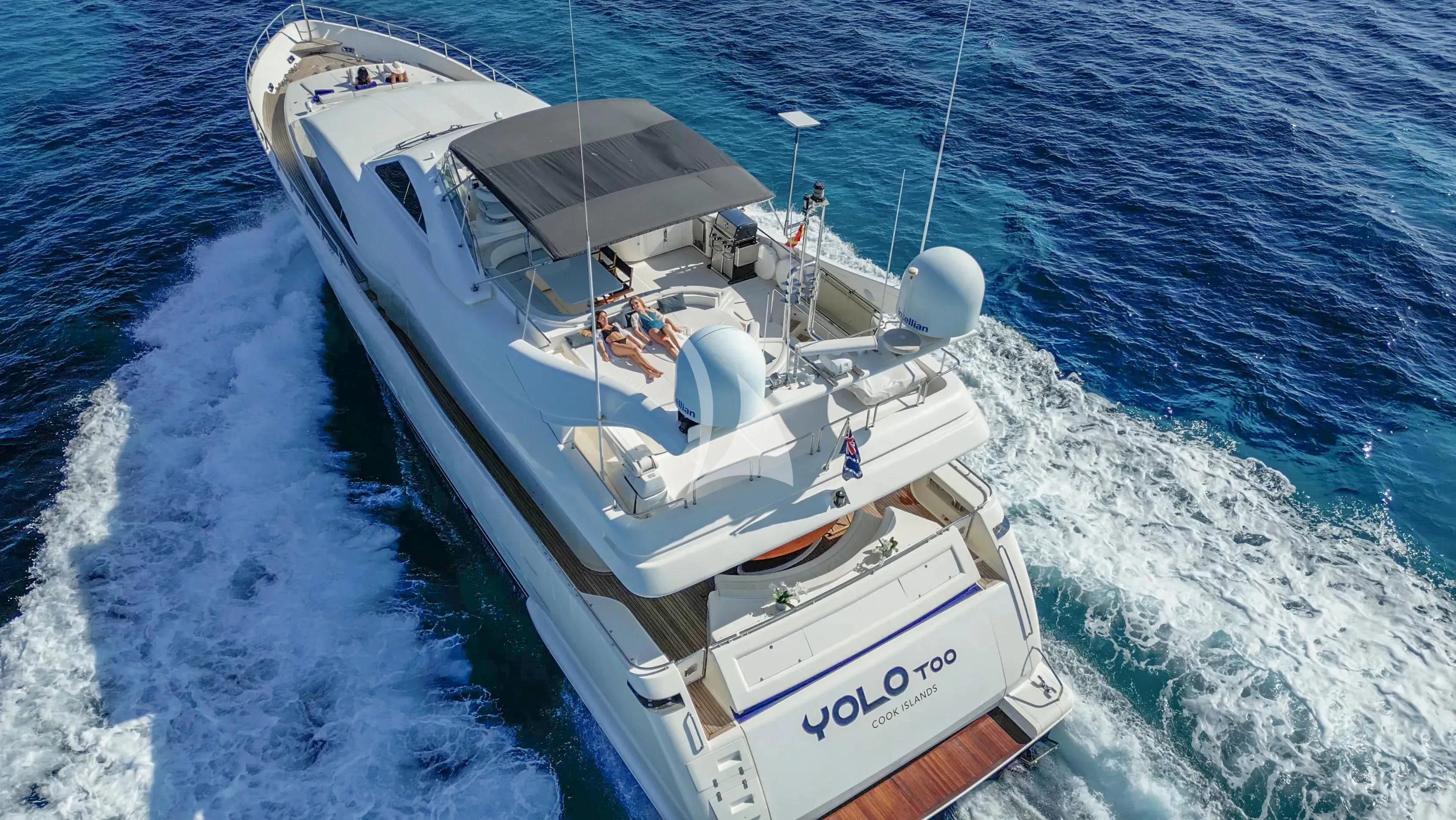 a boat on the water aboard YOLO TOO Yacht for Charter