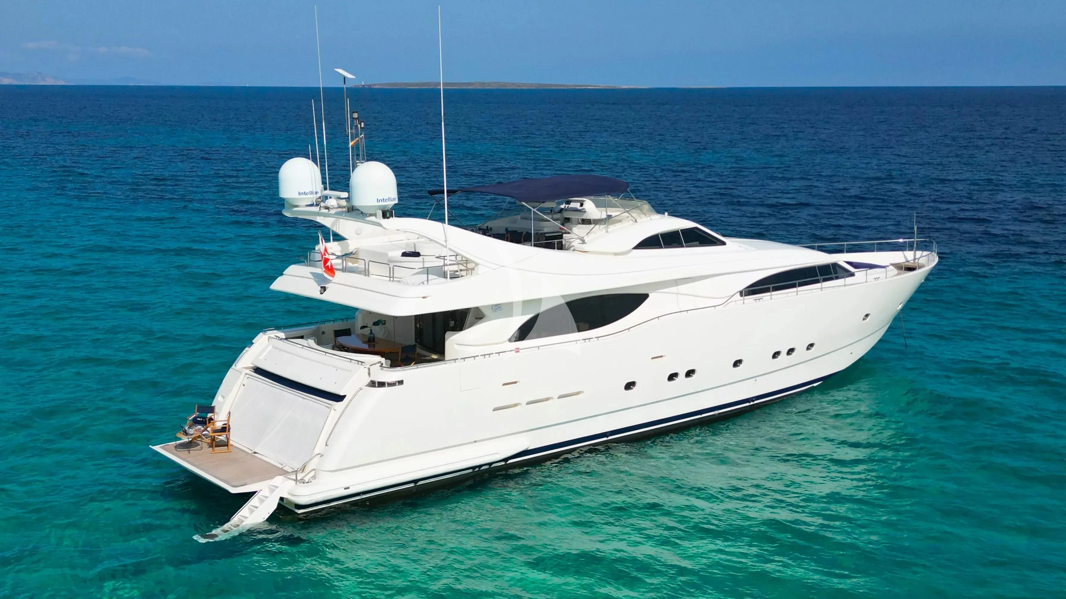 a white yacht in the water aboard YOLO TOO Yacht for Charter