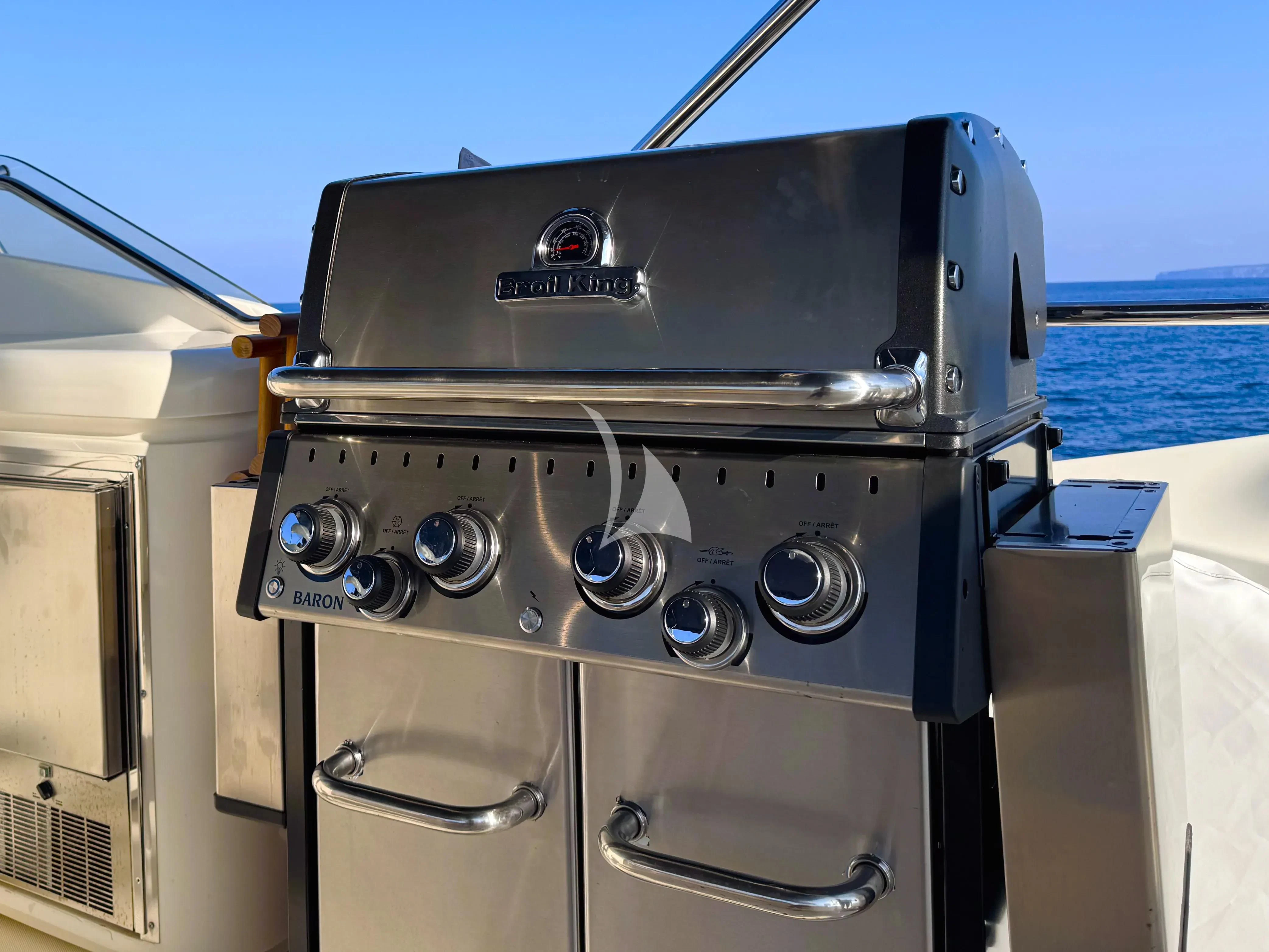 a large metal grill aboard YOLO TOO Yacht for Charter