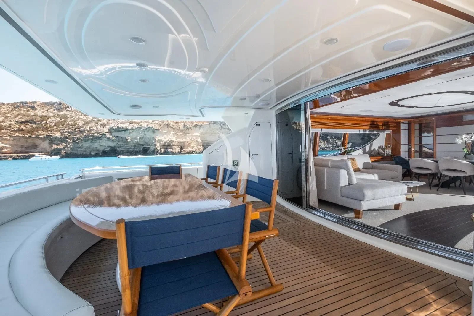 a boat on a deck aboard YOLO TOO Yacht for Charter