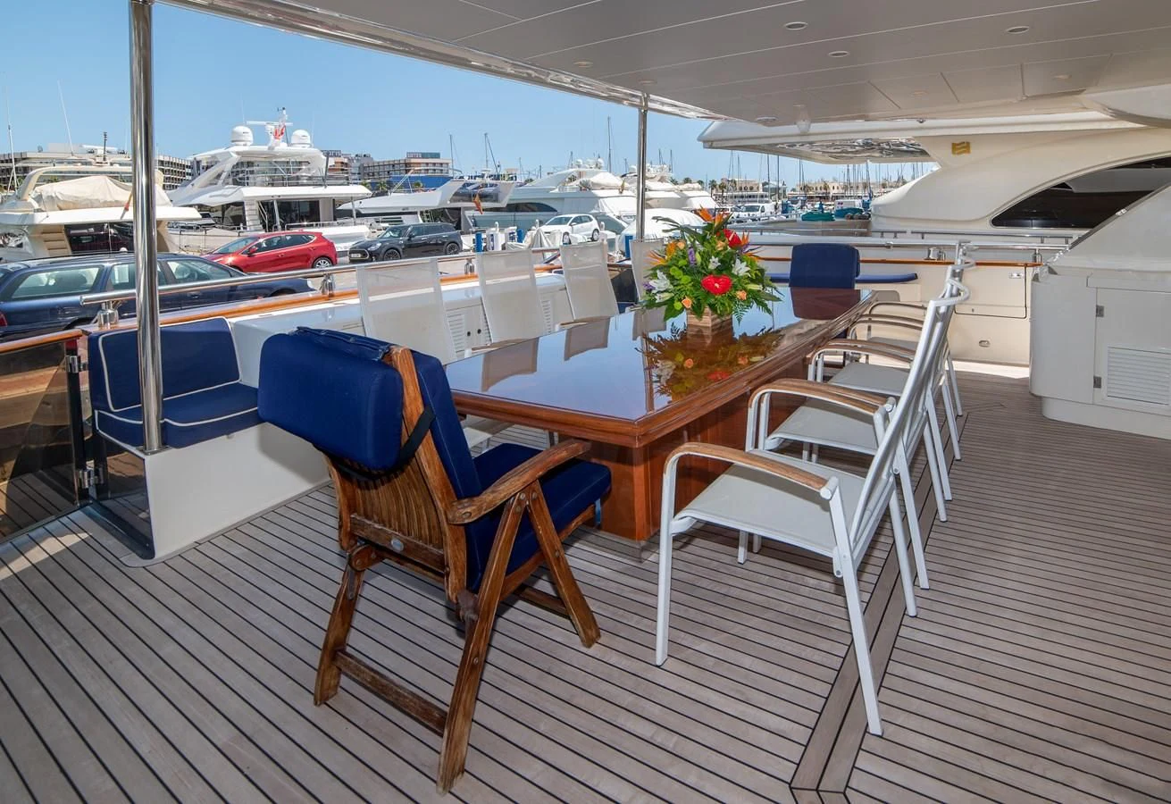 a table on a boat aboard B TWO Yacht for Sale