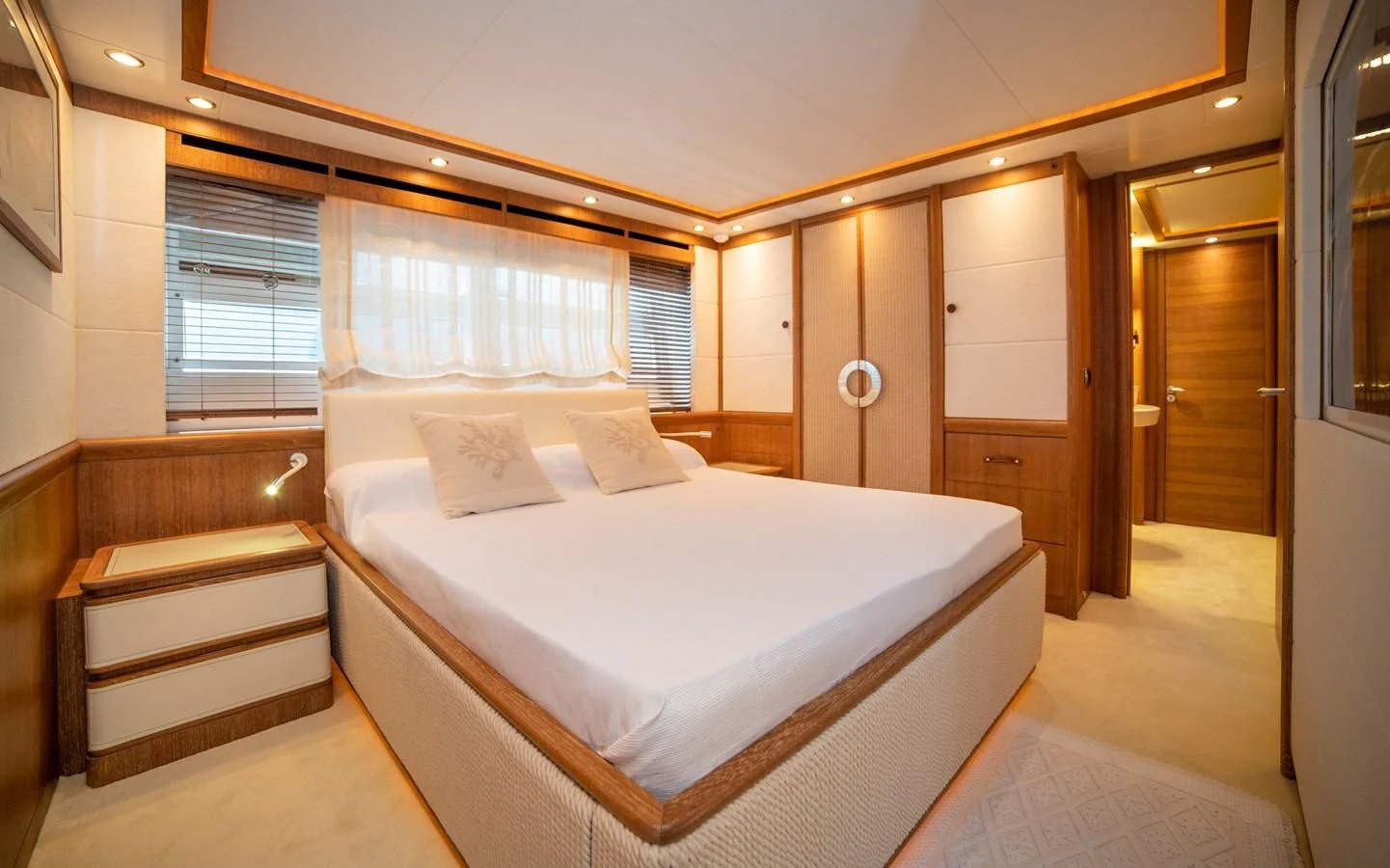 a bed in a room aboard B TWO Yacht for Sale