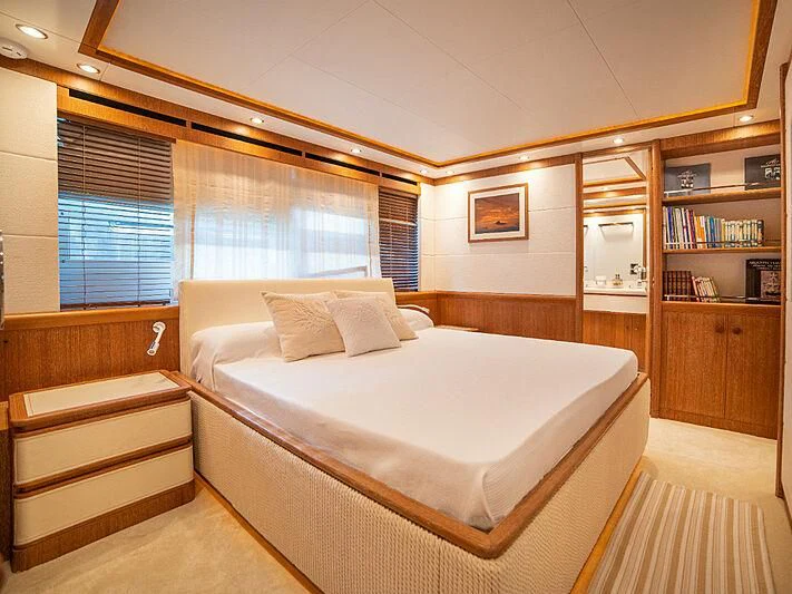 a bed in a room aboard B TWO Yacht for Sale