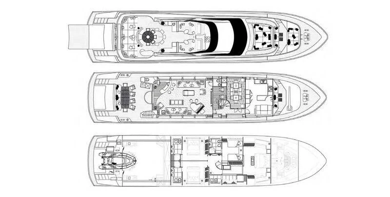 diagram, engineering drawing aboard B TWO Yacht for Sale