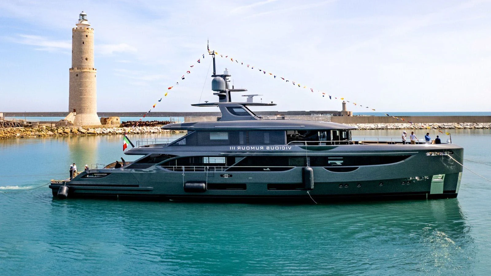 a boat in the water aboard VICIOUS RUMOUR III Yacht for Sale