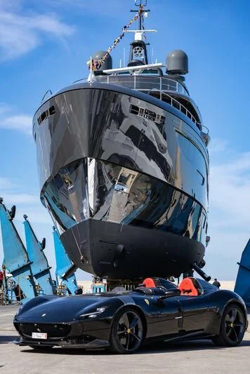 a large ship in the water aboard VICIOUS RUMOUR III Yacht for Sale