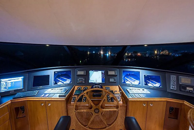 a room with many screens aboard SLEEPOVER Yacht for Sale