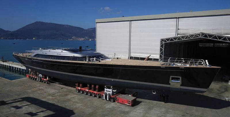 a large ship docked aboard BADIS I Yacht for Sale