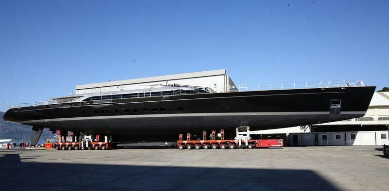 a large building with a red and white roof aboard BADIS I Yacht for Sale