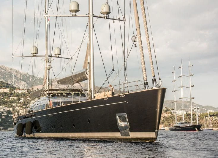 a large ship in the water aboard BADIS I Yacht for Sale