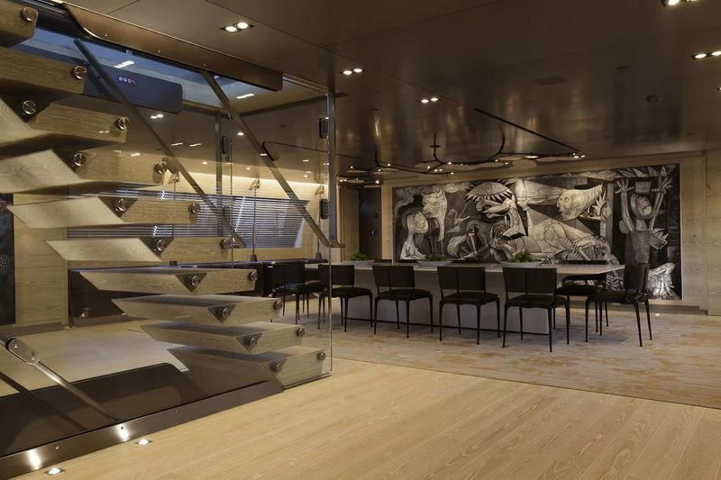 a large room with a large display aboard BADIS I Yacht for Sale