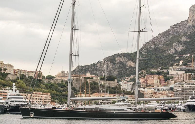 a boat in a harbor aboard BADIS I Yacht for Sale
