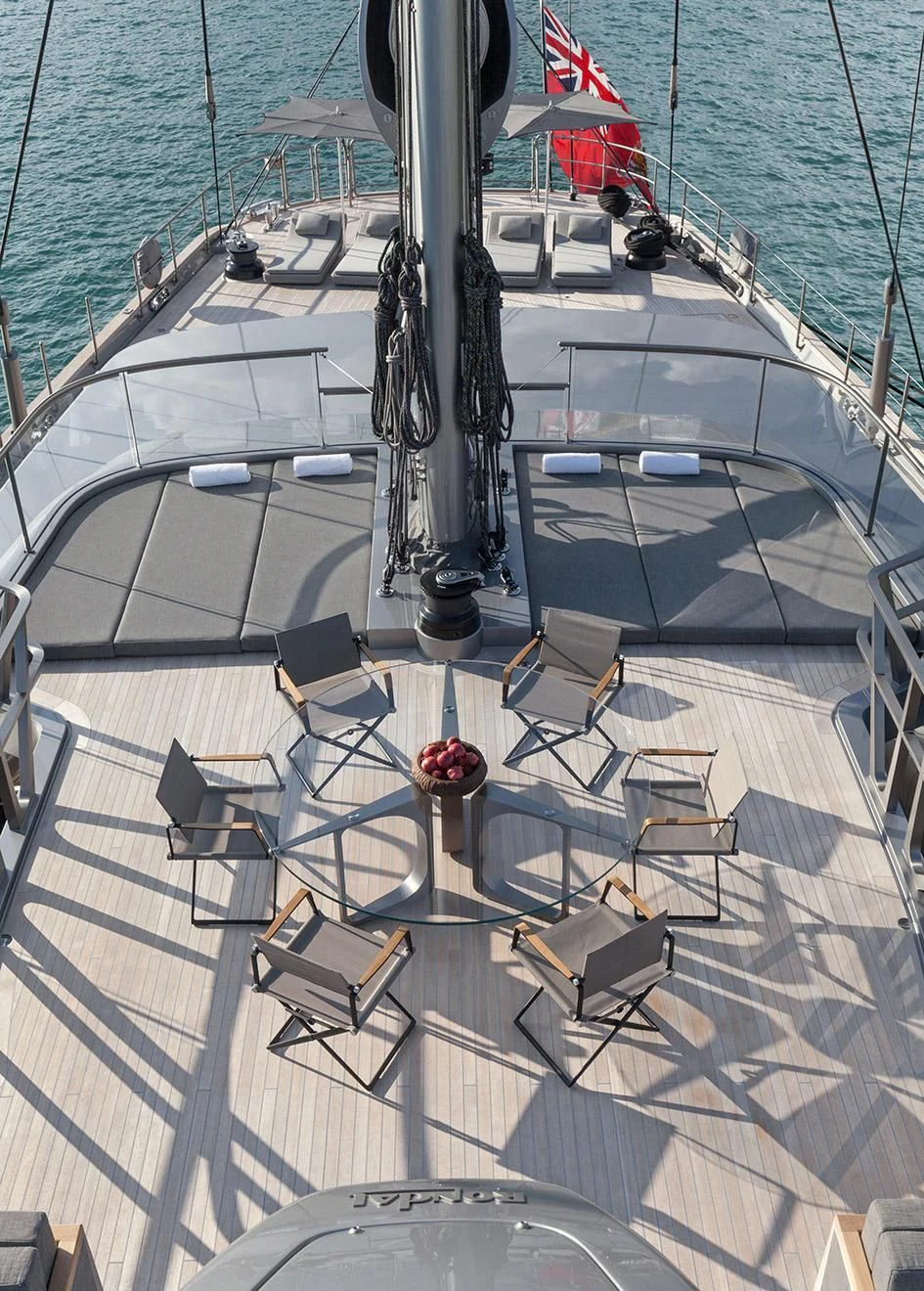 a boat with flags on it aboard BADIS I Yacht for Sale