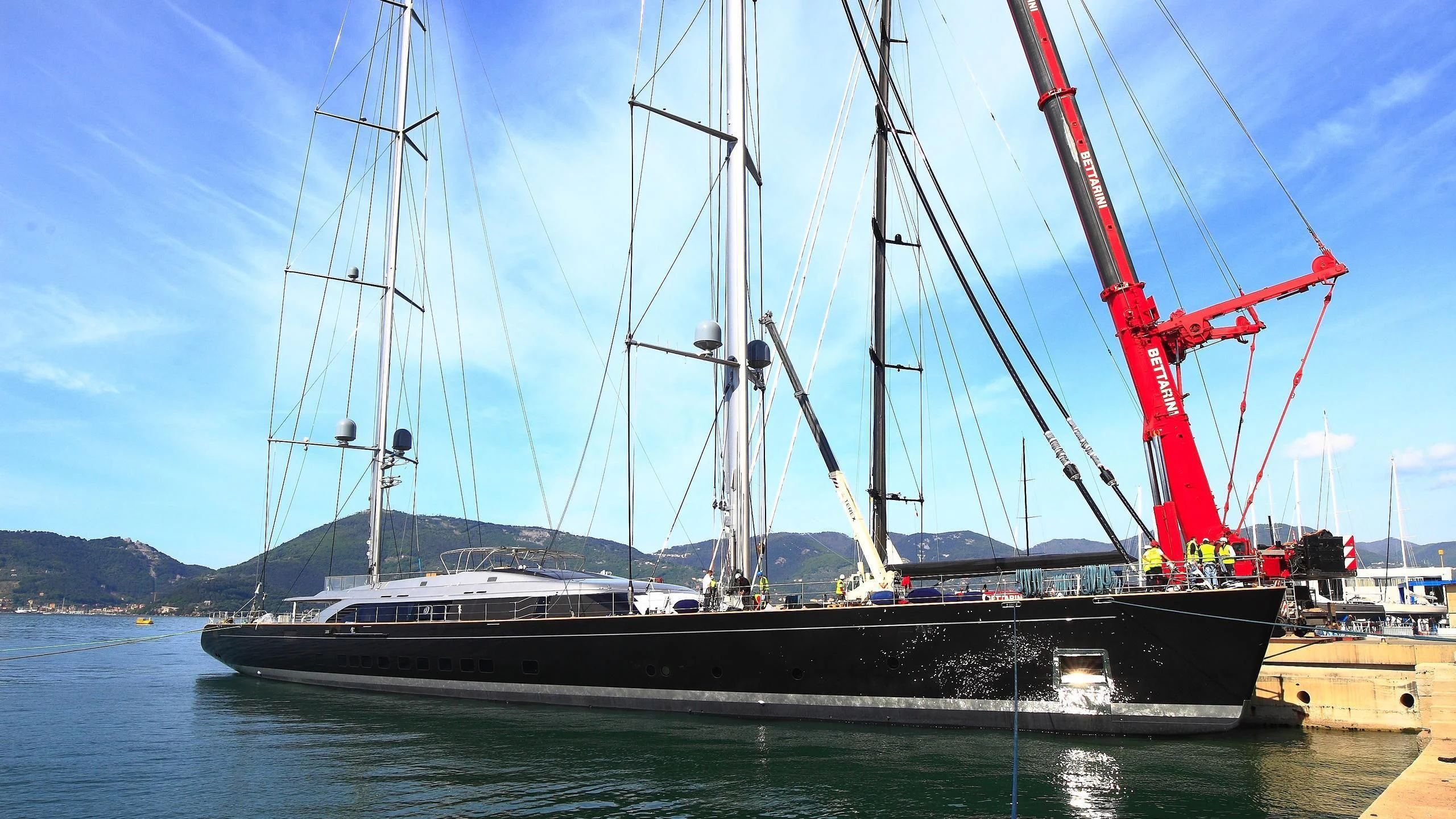 a large ship in the water aboard BADIS I Yacht for Sale