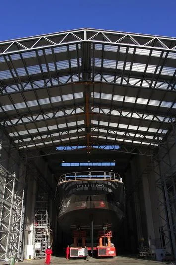 a large factory with a large metal structure aboard BADIS I Yacht for Sale