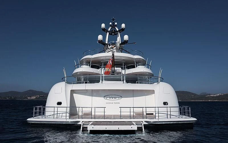 a large white ship in the water aboard AMBASSADOR Yacht for Sale