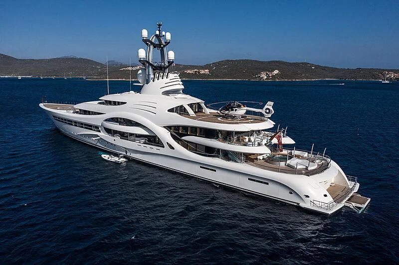 a white yacht on the water aboard AMBASSADOR Yacht for Sale