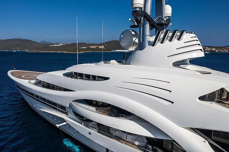 a white yacht on the water aboard AMBASSADOR Yacht for Sale