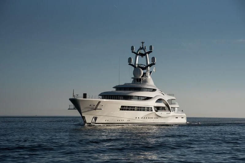 a white yacht in the water aboard AMBASSADOR Yacht for Sale