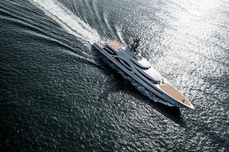 a silver and black metal object on a black surface aboard AMBASSADOR Yacht for Sale