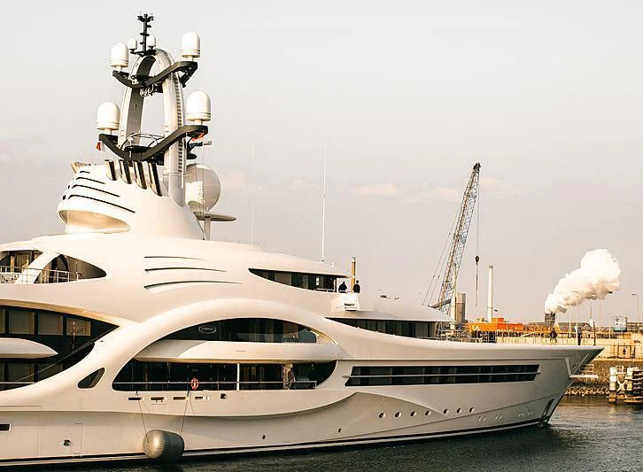a large white yacht aboard AMBASSADOR Yacht for Sale