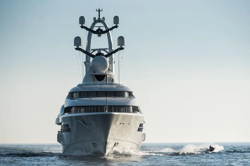 a large ship in the water aboard AMBASSADOR Yacht for Sale
