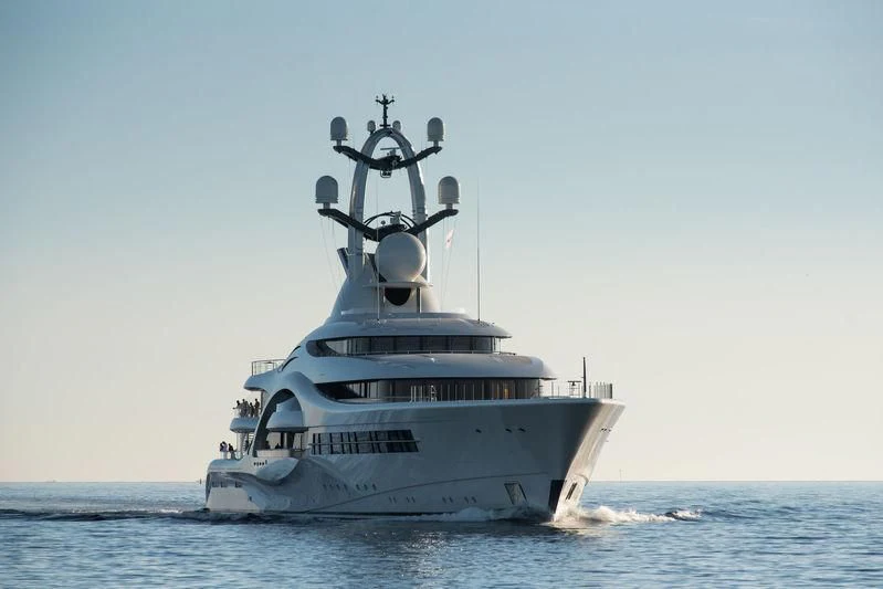 a large ship in the water aboard AMBASSADOR Yacht for Sale