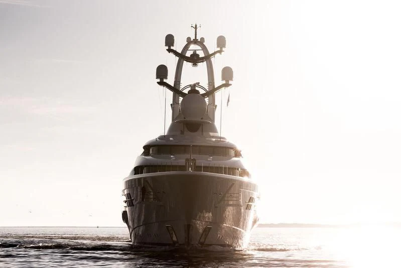 a large ship in the water aboard AMBASSADOR Yacht for Sale