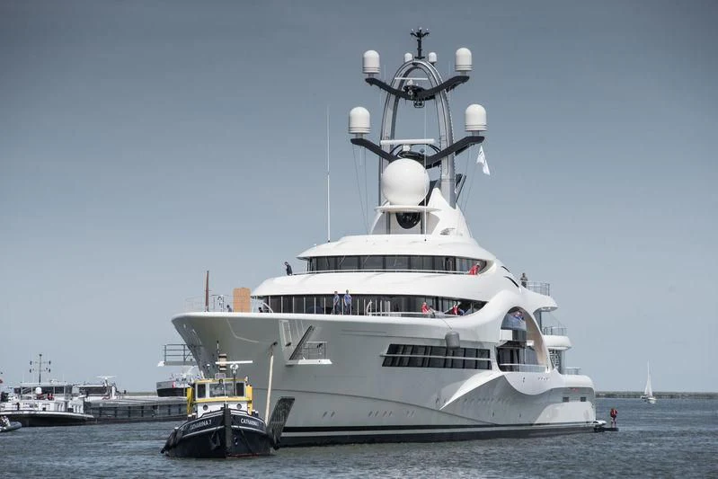 a large white ship aboard AMBASSADOR Yacht for Sale