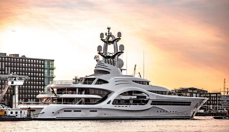 a large white yacht aboard AMBASSADOR Yacht for Sale