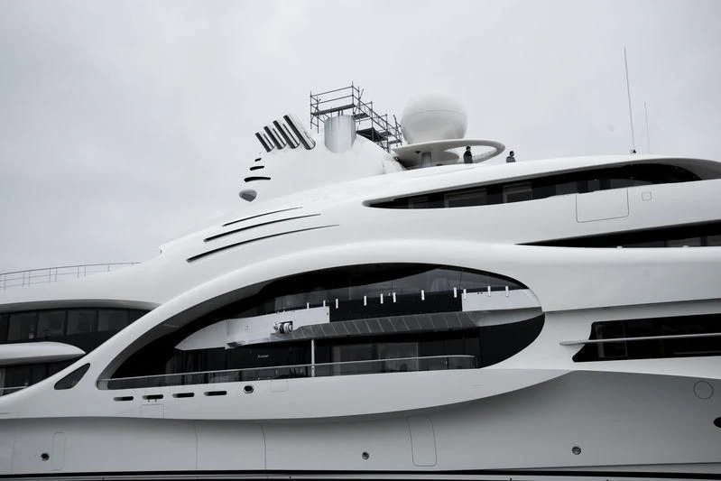 a white yacht with a white background aboard AMBASSADOR Yacht for Sale