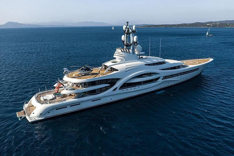 a white yacht in the water aboard AMBASSADOR Yacht for Sale