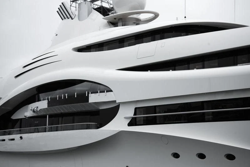 a close-up of a white boat aboard AMBASSADOR Yacht for Sale