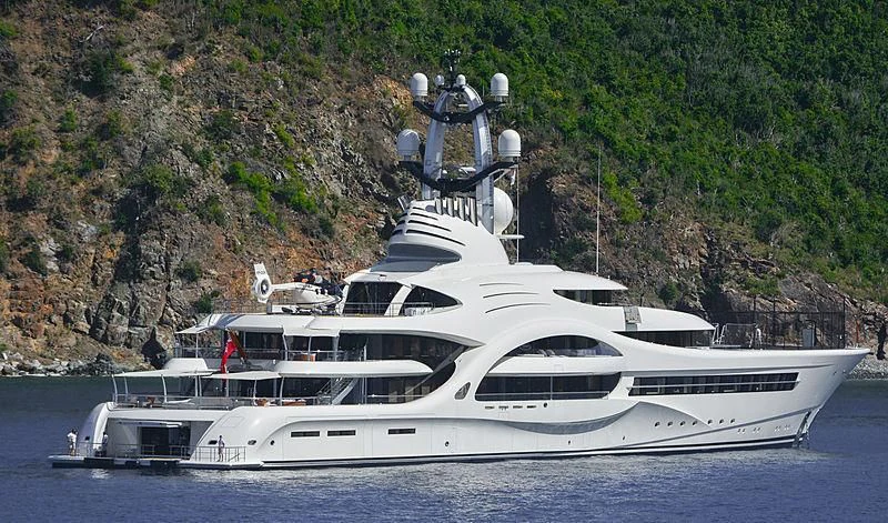 a white yacht in the water aboard AMBASSADOR Yacht for Sale
