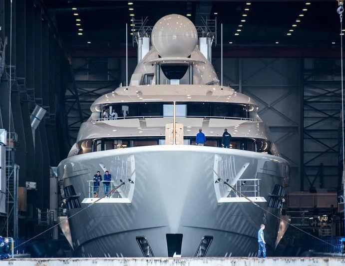 a large ship in a warehouse aboard AMBASSADOR Yacht for Sale