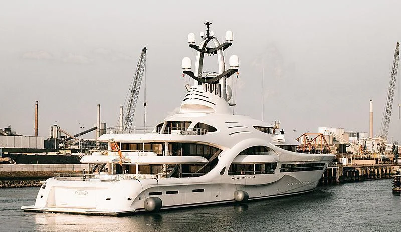a white boat in the water aboard AMBASSADOR Yacht for Sale