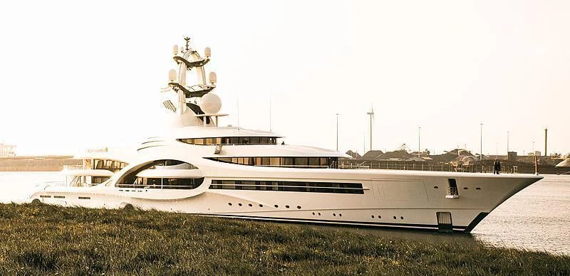 a large white yacht aboard AMBASSADOR Yacht for Sale