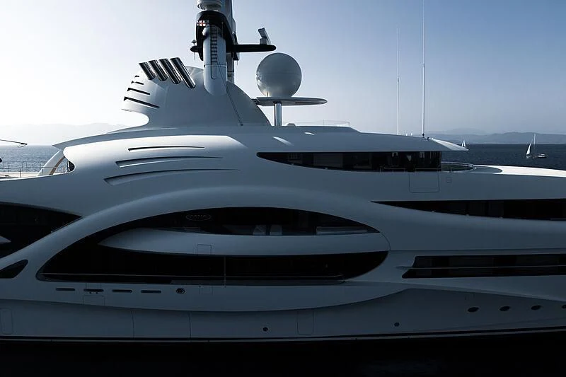 the front of a white car aboard AMBASSADOR Yacht for Sale