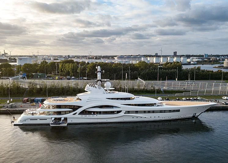 a couple of boats in a harbor aboard AMBASSADOR Yacht for Sale