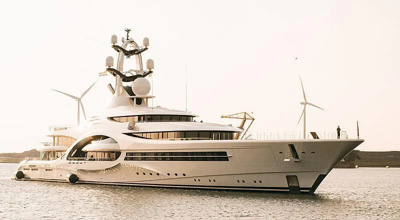 a large white ship aboard AMBASSADOR Yacht for Sale
